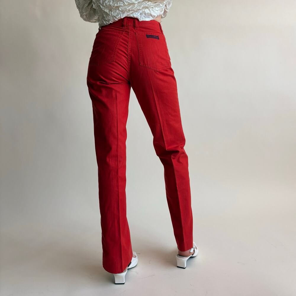 Cacharel Paris Red High-Waisted Wide Leg Jeans - Size 8 (Fits 2) - Picture 2 of 8